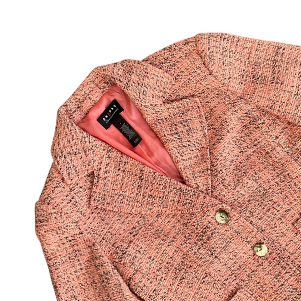 Axcess Liz Claiborne Coral Tweed Blazer Front Button Lined Jacket Women US 4 - Picture 2 of 7